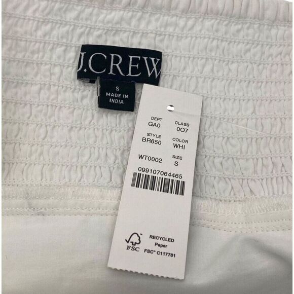 J.Crew NWT White Eyelet Cross Back Smocked Waist Top Size S Feminine Preppy - Picture 6 of 10